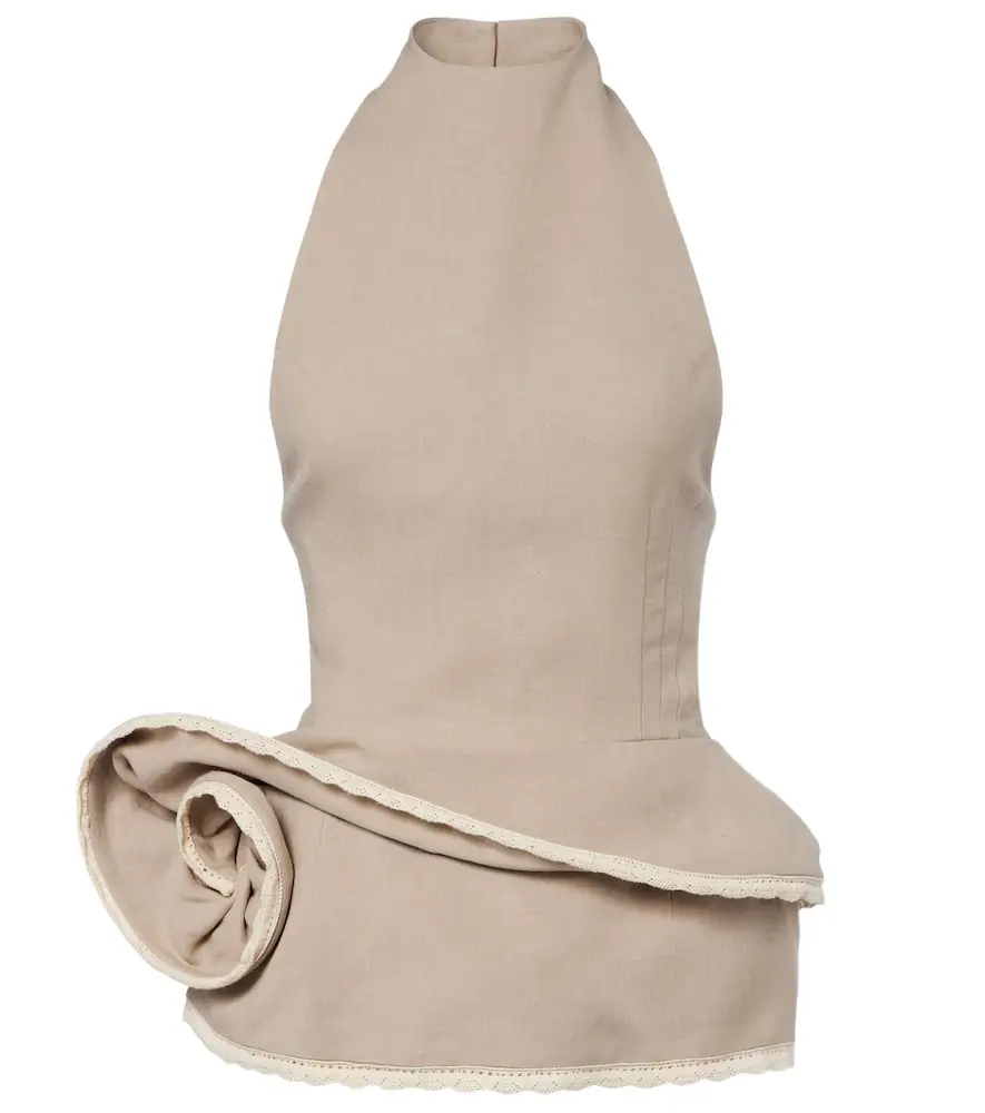 Magda Butrym Peplum floral-appliqué linen top