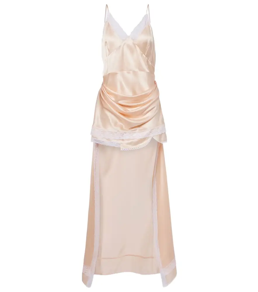 Magda Butrym Lace-trimmed silk satin slip dress