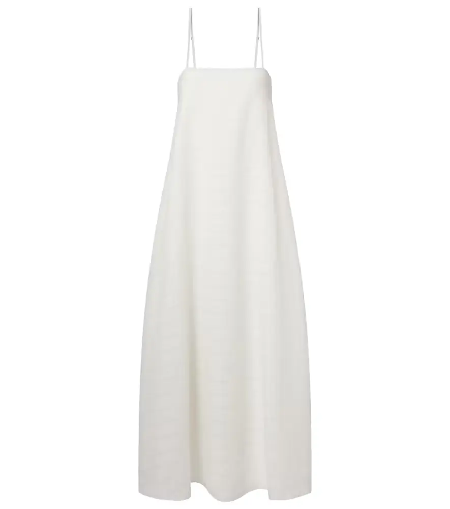 Asceno Melfi checked linen and cotton maxi dress