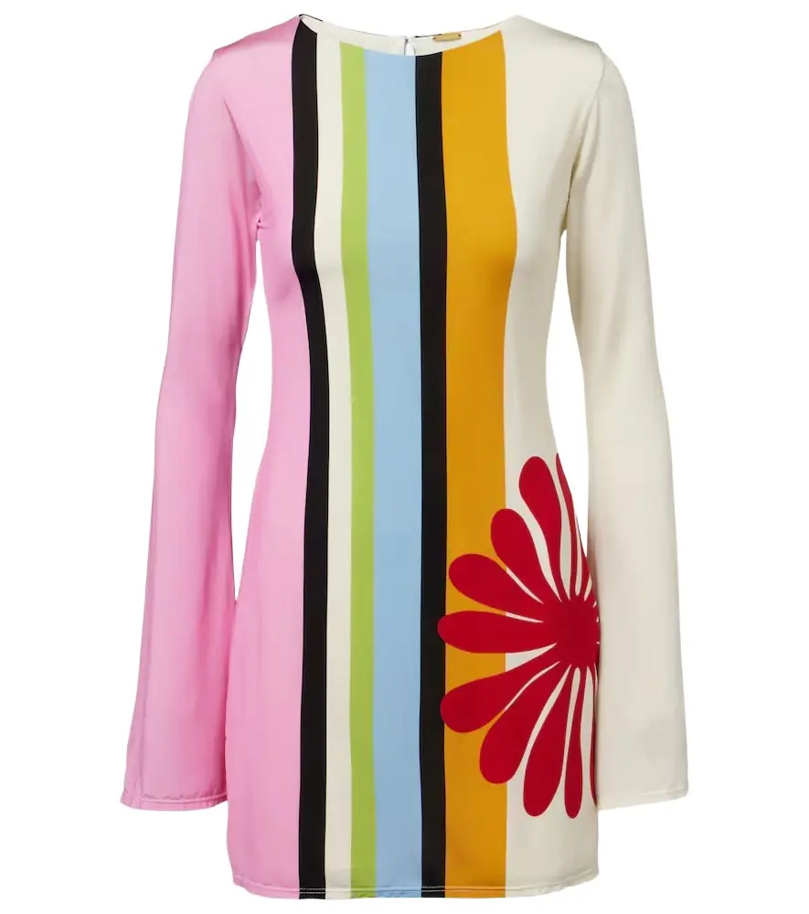 Cala de la Cruz Maisha floral striped minidress