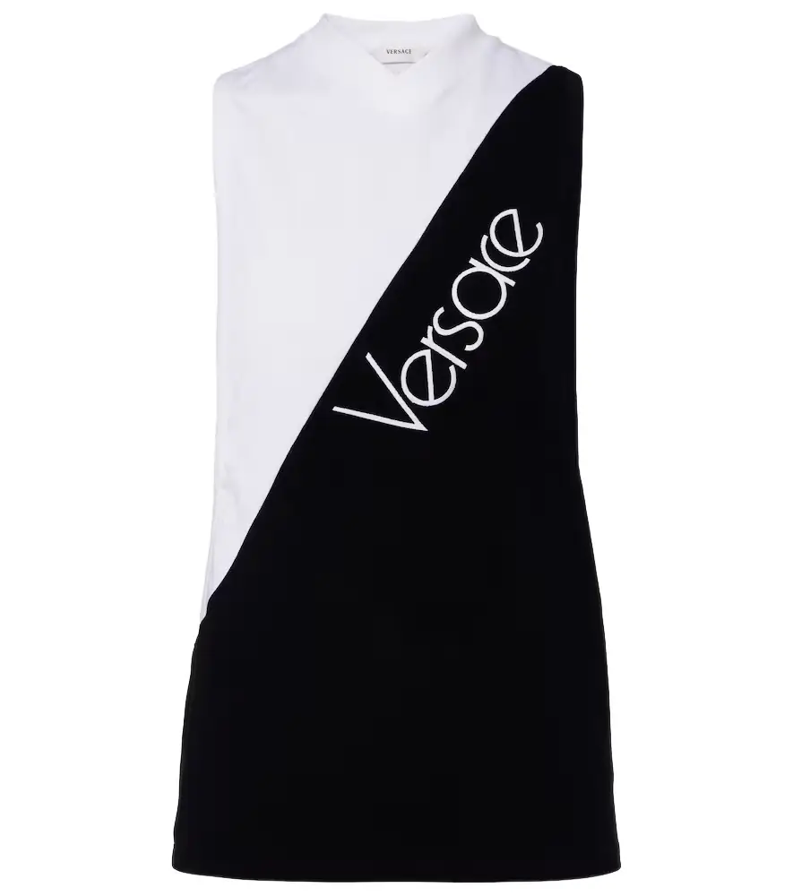 Versace Logo embroidered cotton-blend tank top