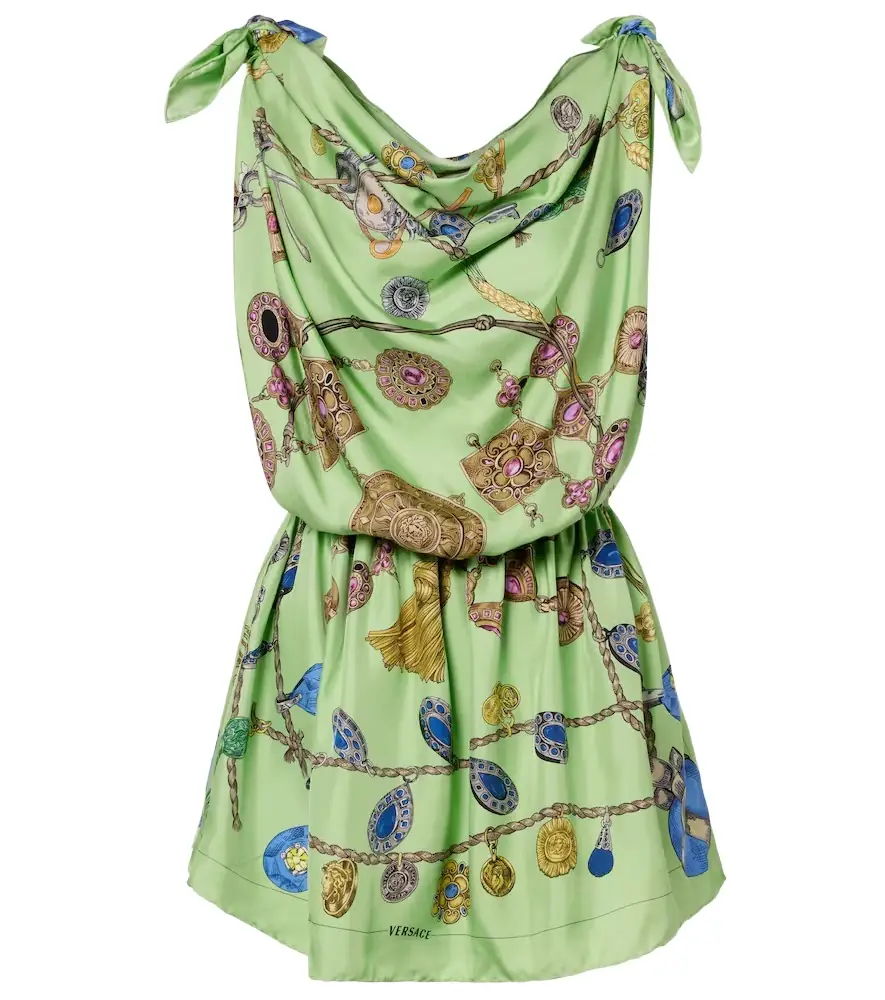 Versace Printed silk twill minidress
