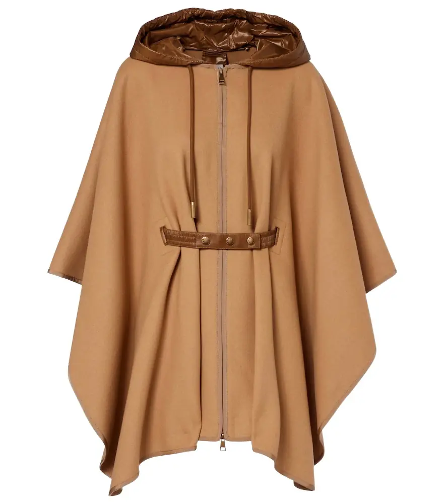 Moncler Belted wool-blend cape