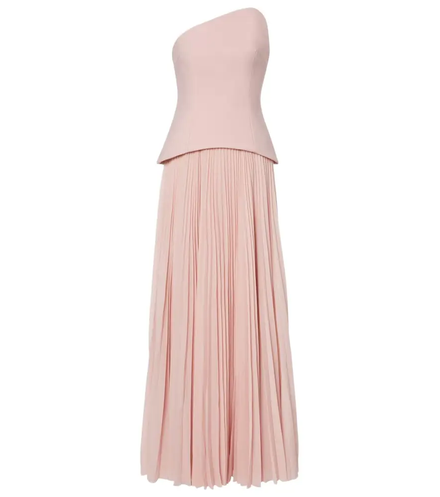 Solace London Britt pleated strapless gown