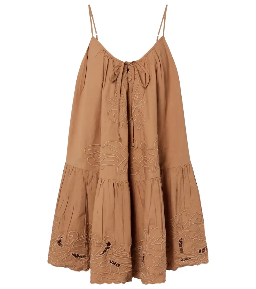 Juliet Dunn Embroidered cotton minidress