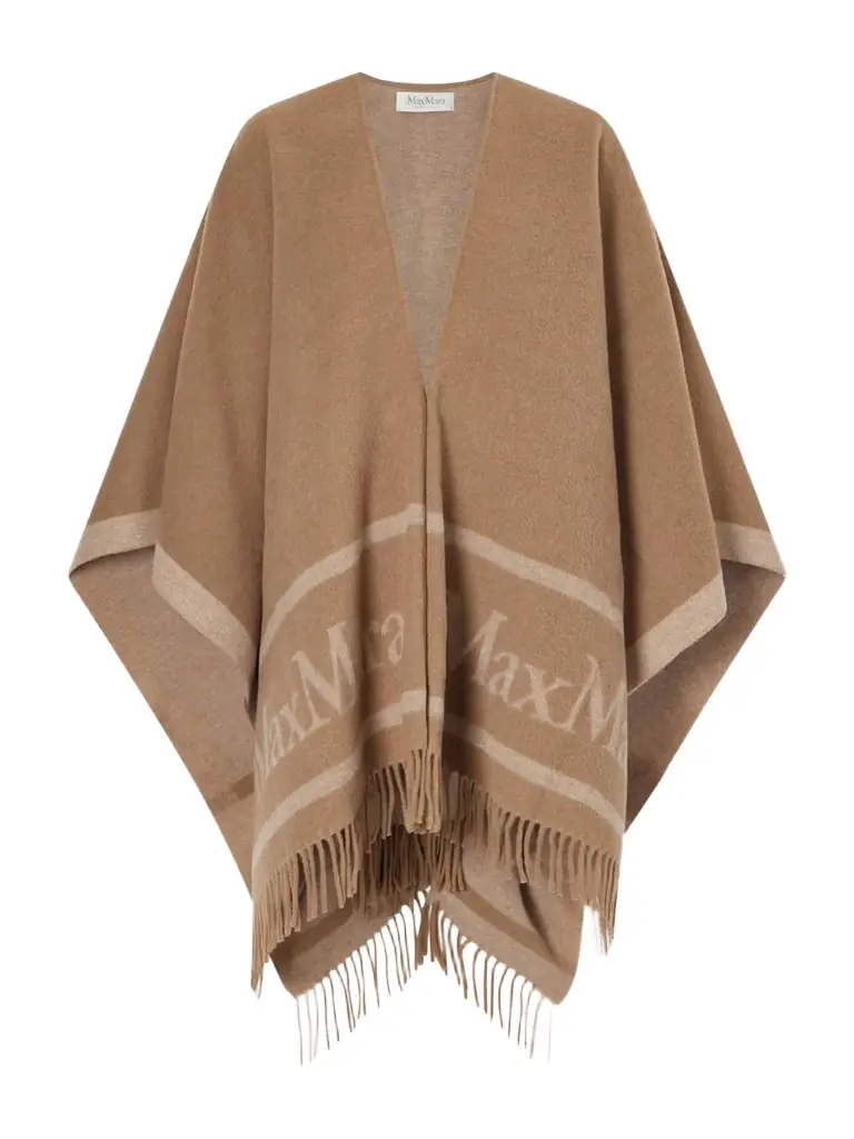 Max Mara Fringed Wool-jacquard Cape