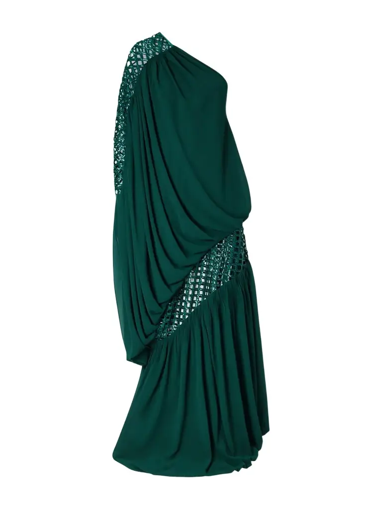Dima Ayad One-shoulder Sequin-embellished Crepe Dress