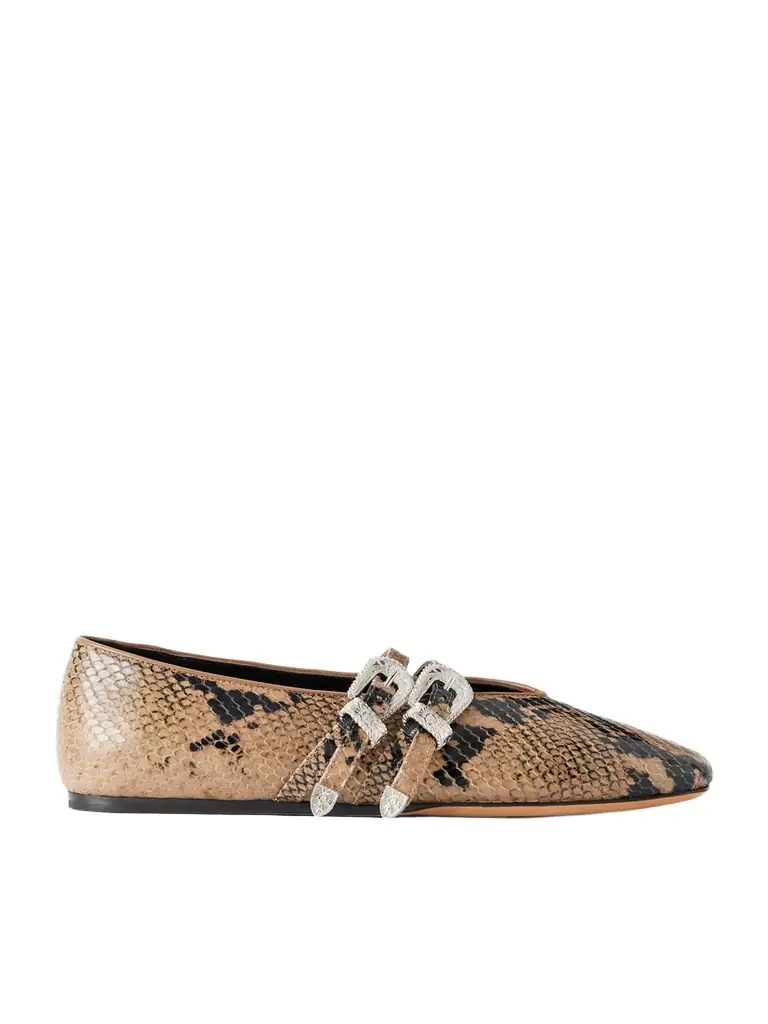 Le Monde Béryl Claudia Snake-effect Leather Ballet Flats