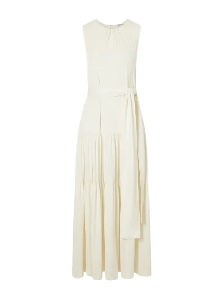 Altuzarra Liza Belted Tiered Gathered Jersey Maxi Dress