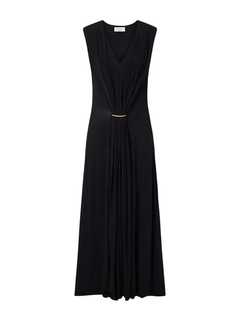 Sportmax Gathered Embellished Stretch-jersey Maxi Dress