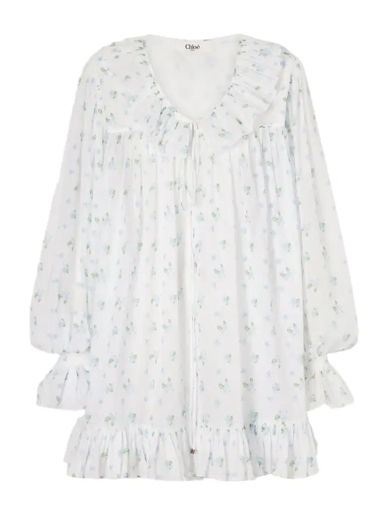 Chloé Ruffled Floral-print Cotton-voile Mini Dress