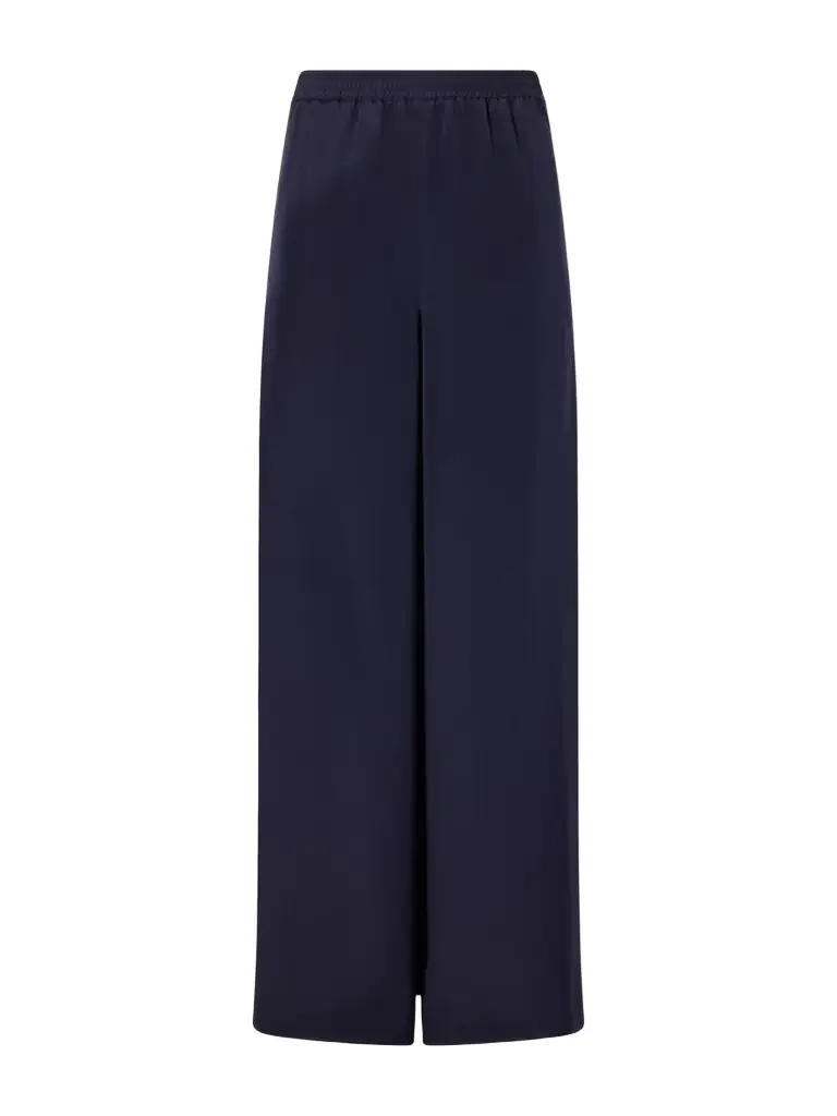 Max Mara Logo-embroidered Silk Wide-leg Pants