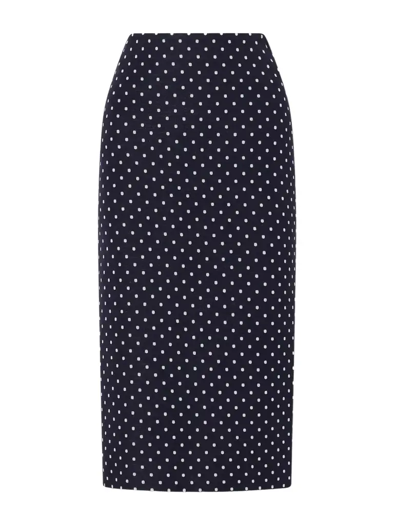 Max Mara Polka-dot Jersey Midi Skirt