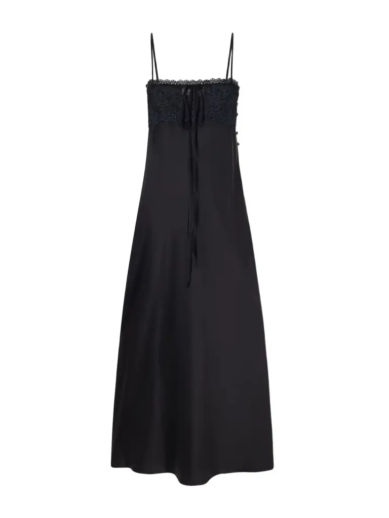 Chloé Lace-trimmed Silk-satin Midi Dress