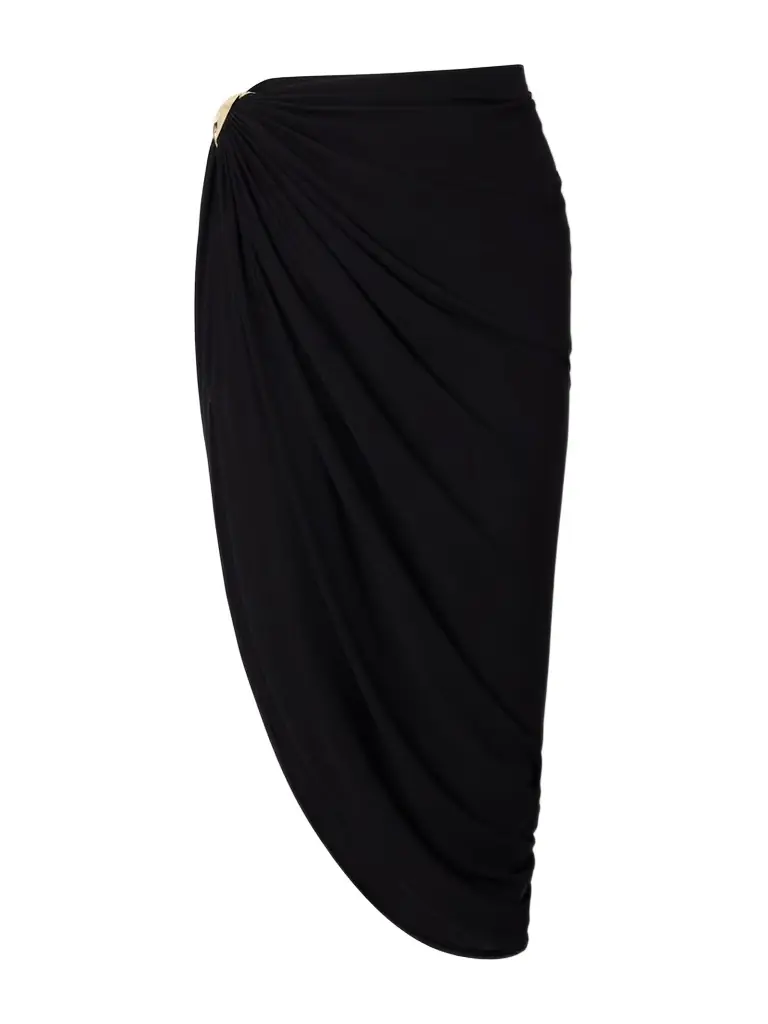 Sportmax Embellished Draped Jersey Midi Skirt