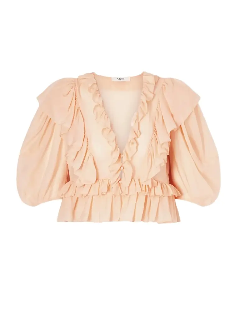 Ruffled Silk-charmeuse Blouse
