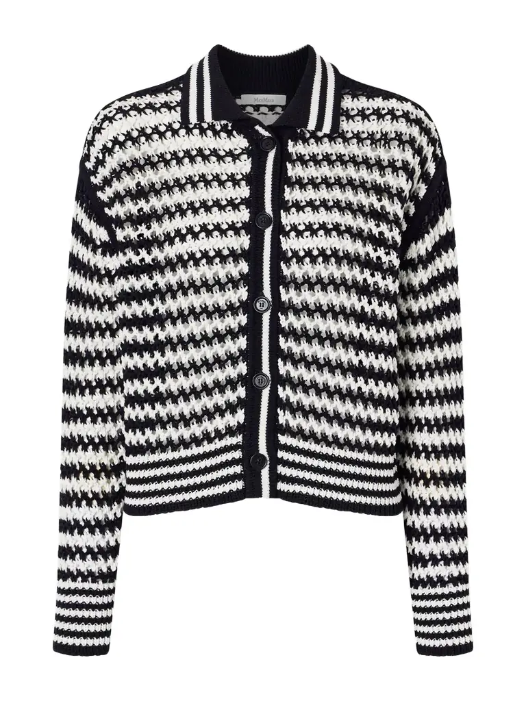 Max Mara Striped Crocheted Cotton Cardigan