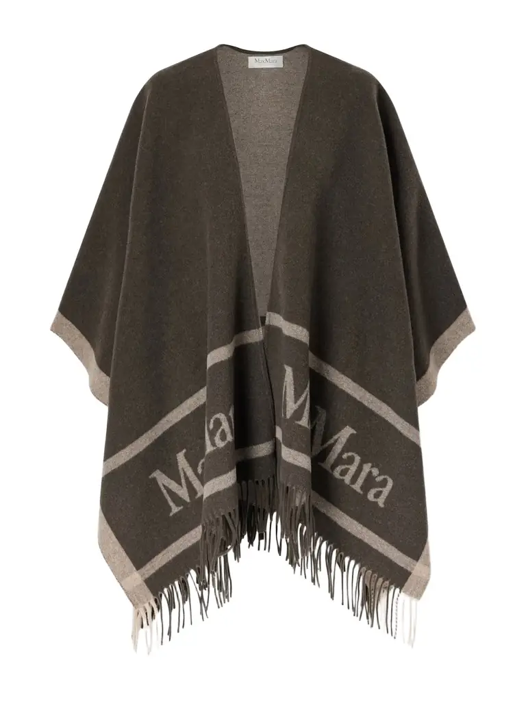 Max Mara Fringed Wool-jacquard Cape