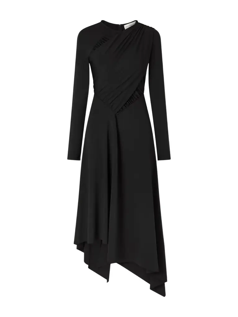 Victoria Beckham Gathered Crepe Midi Dress