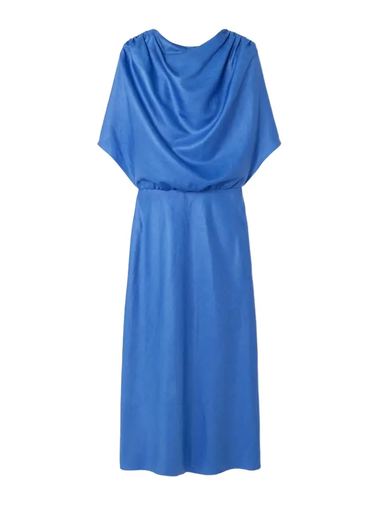 abadia midi dresses Kaia ruched gathered chiffon and twill midi dress - brown
