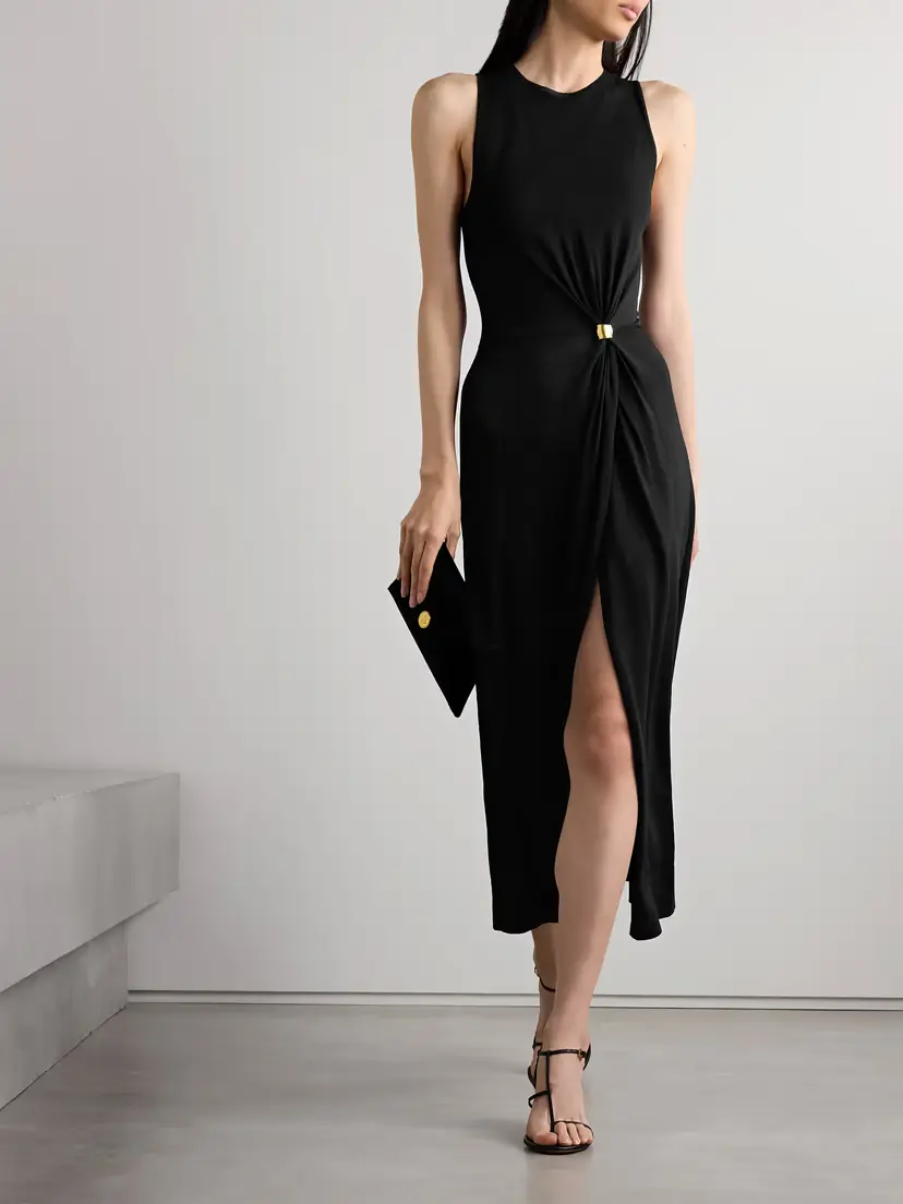 altuzarra saralien gathered midi dress Saralien Embellished Gathered Jersey Midi Dress