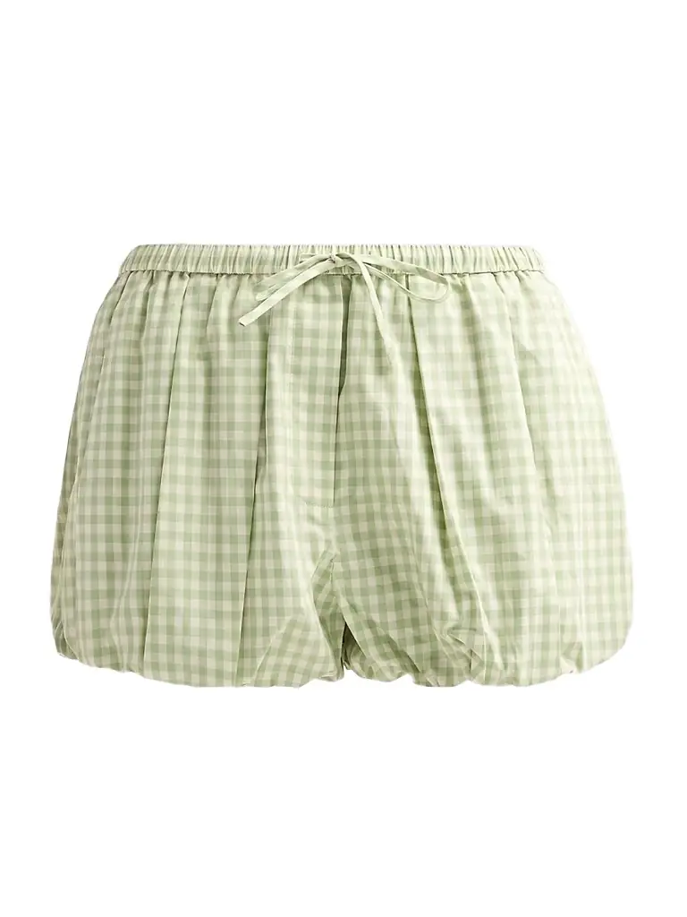 SIMKHAI Women's Gingham Bubble Shorts - Lime Gingham