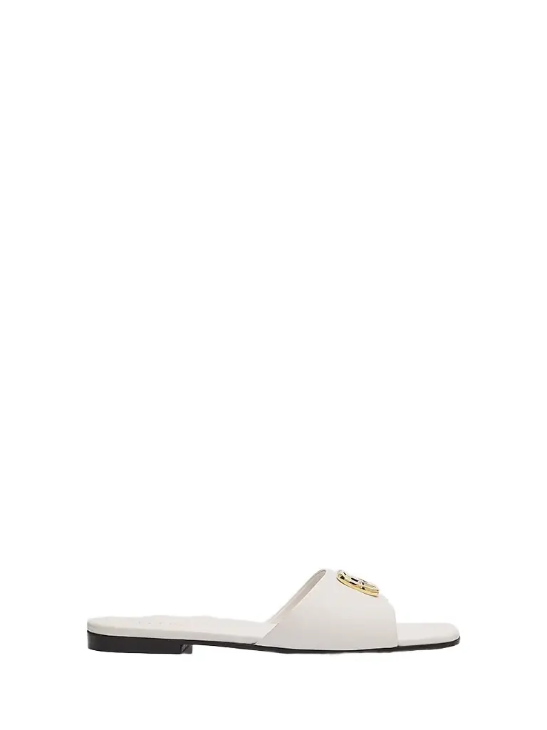 Women's Double G Leather Sandals - White Bamboo