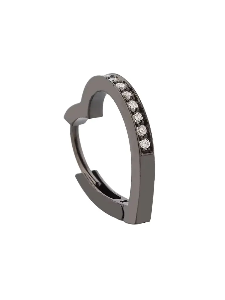 Repossi Women's Antifer 18K Black Gold & 0.06 TCW Diamond Heart Hoop Earring - Black Gold