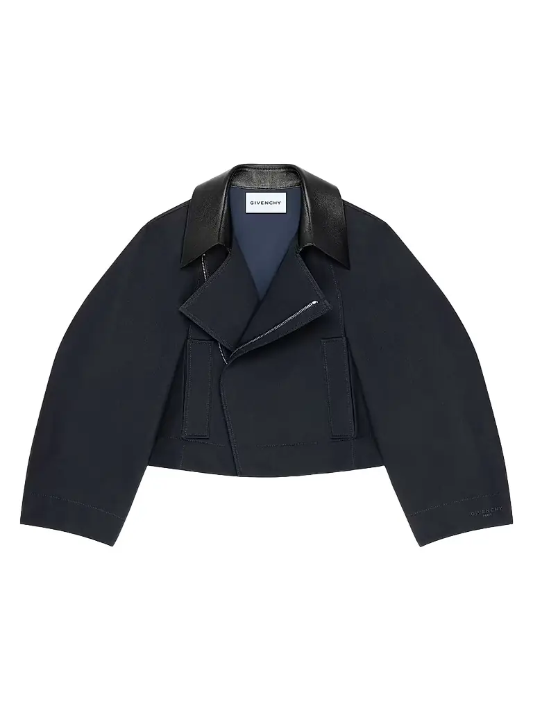 Givenchy Women's Cropped Peacoat in Cotton and Wool - Dark Navy