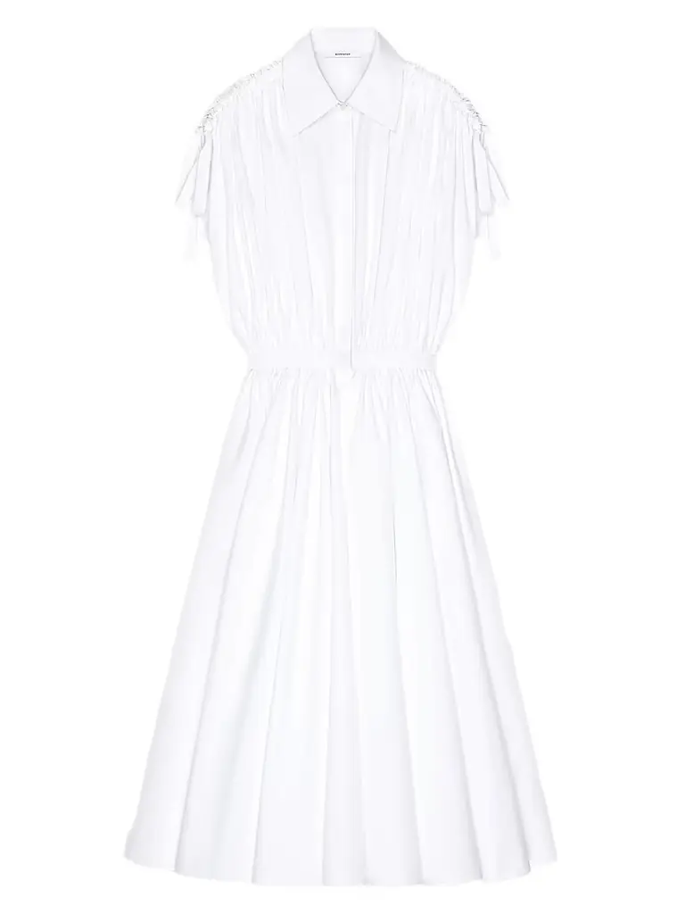 Givenchy Long Shirt Dress Poplin Ruched White