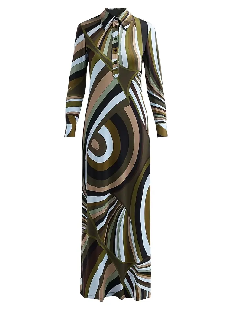 Pucci Women's L'Alba Satin Jersey Maxi Dress - Khaki Blue