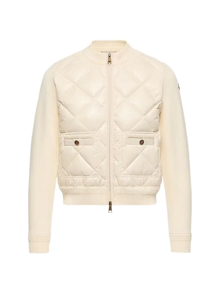 Moncler Women's Down-Filled Cardigan in Cotton - Beige