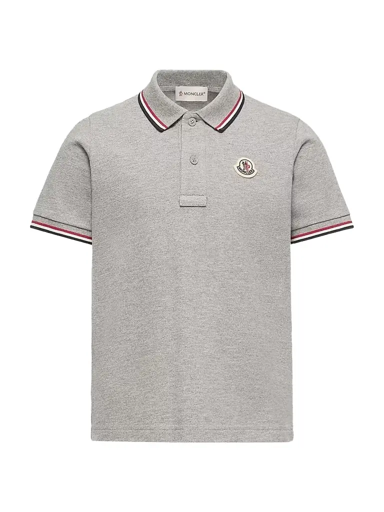 Moncler Little Boy's & Boy's Polo Shirt in Cotton Piquet - Gray