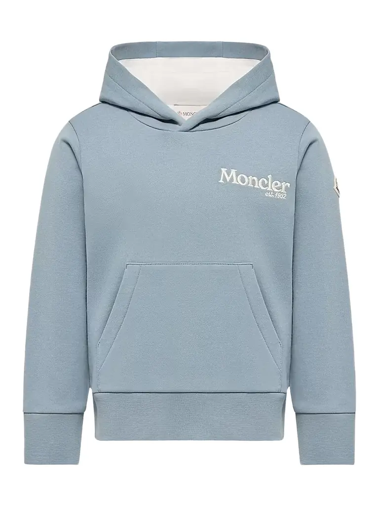 Moncler Little Boy's & Boy's Hoodie in Cotton Fleece - Light Blue