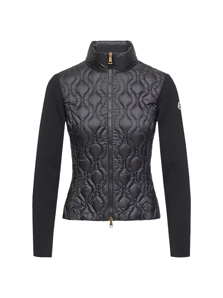 Moncler Women's Down-Filled Cardigan in Cotton - Navy Blue