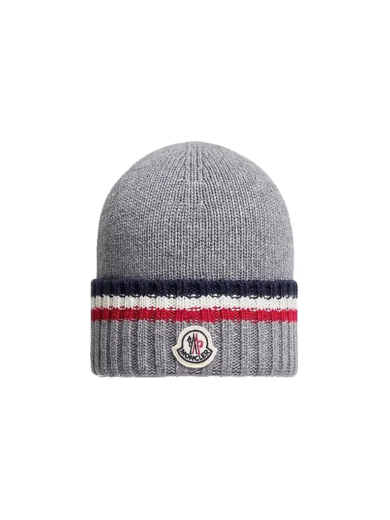 Moncler Little Boy's & Boy's Beanie Hat in Wool and Cashmere - Gray