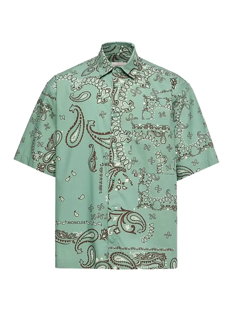 Moncler Men's Shirt in Cotton - Aqua Green