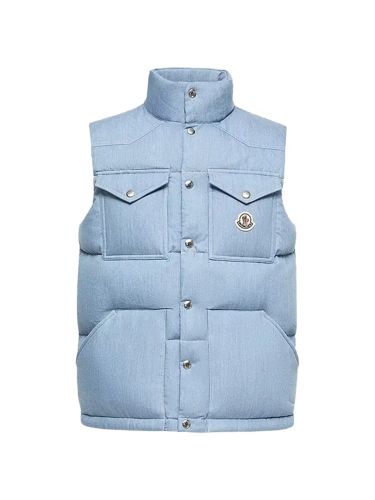 Moncler Men's Ervional Puffer Vest in Denim - Light Blue