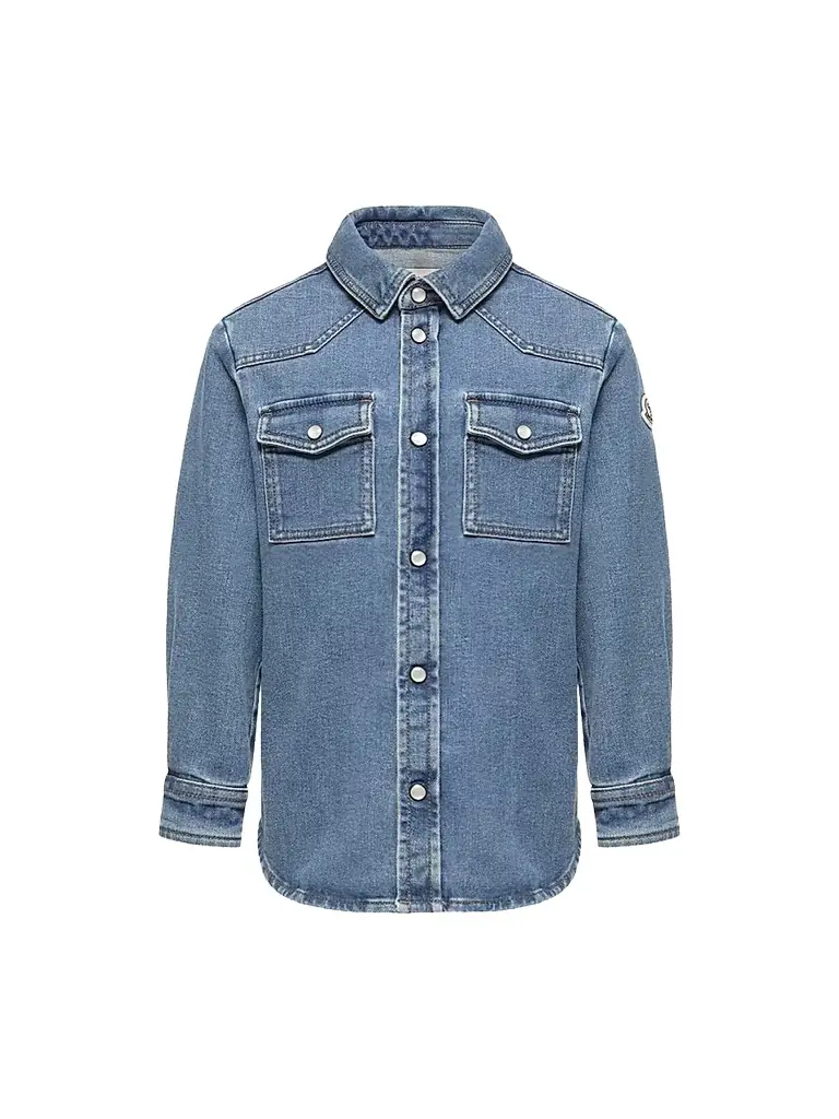 Moncler Little Boy's & Boy's Shirt in Denim - Denim Blue