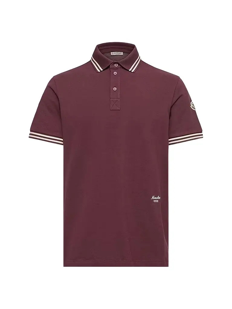 Moncler Men's Polo Shirt in Cotton Piquet - Burgundy