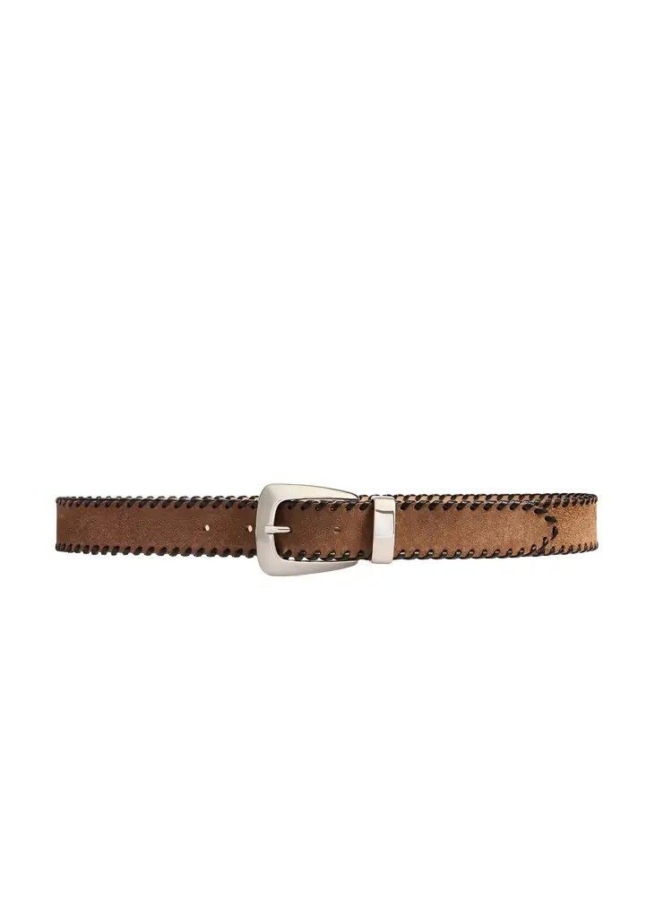 Khaite Benny Belt With Whipstitch In Dattero And Silver - Women's Accessories