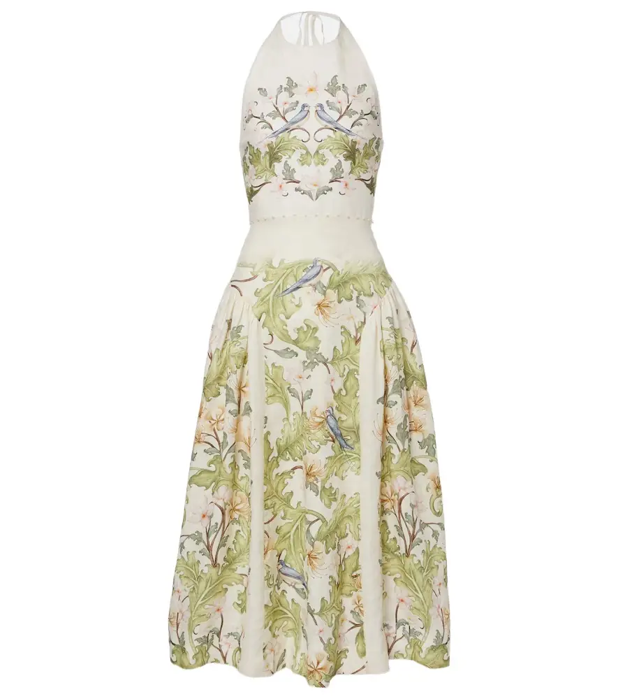 Agua by Agua Bendita Balsa Anhelo floral linen midi dress