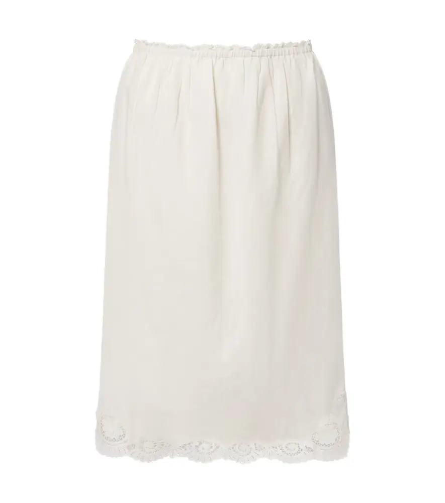 Posse Darya embroidered linen and cotton midi skirt