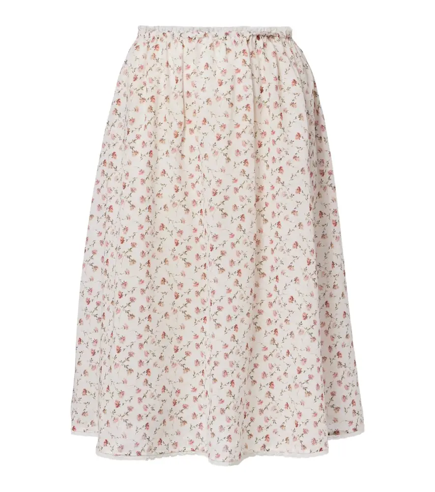 Posse Charlotte floral cotton midi skirt