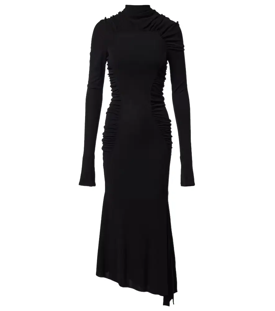 Victoria Beckham Gathered asymmetric jersey midi dress