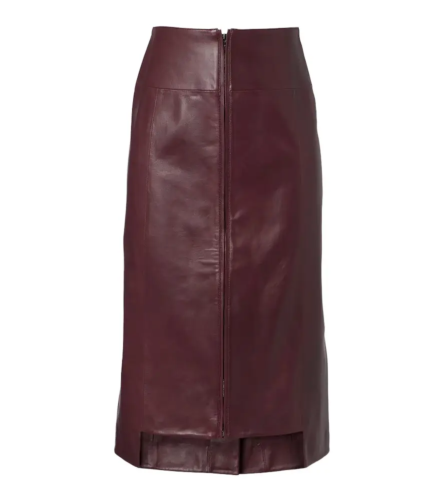 Victoria Beckham Leather midi skirt