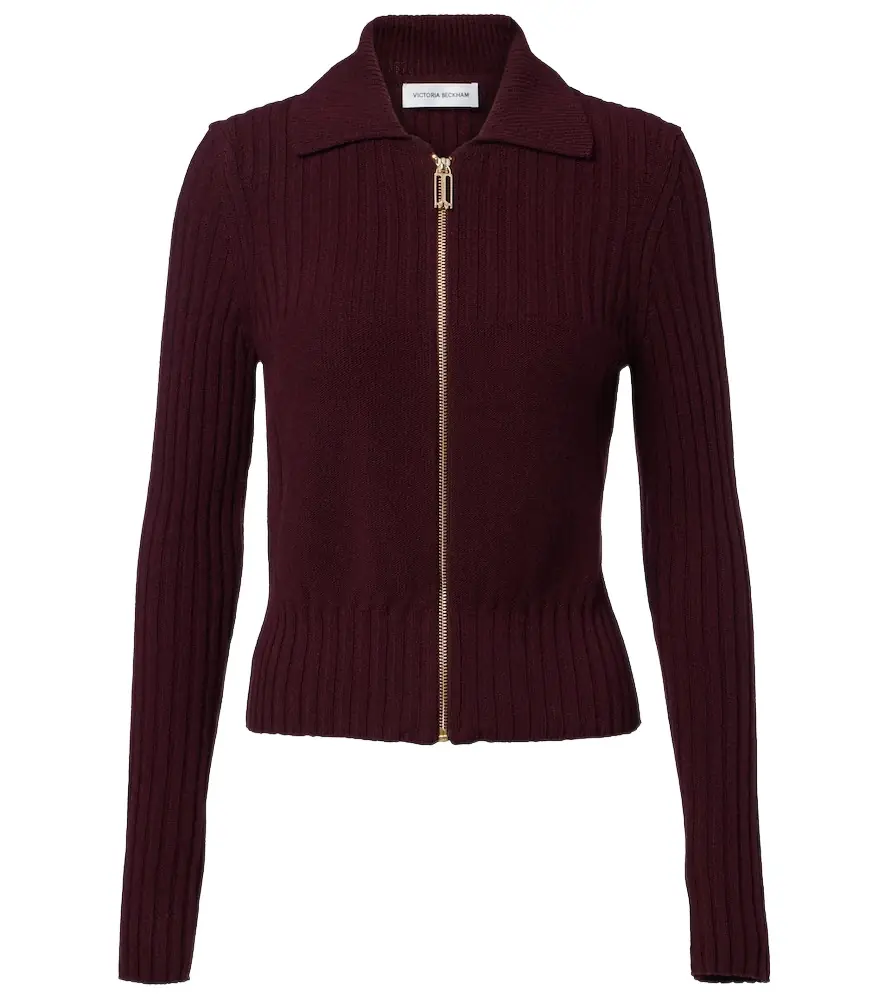 Victoria Beckham Wool and cashmere-blend zip-up cardigan
