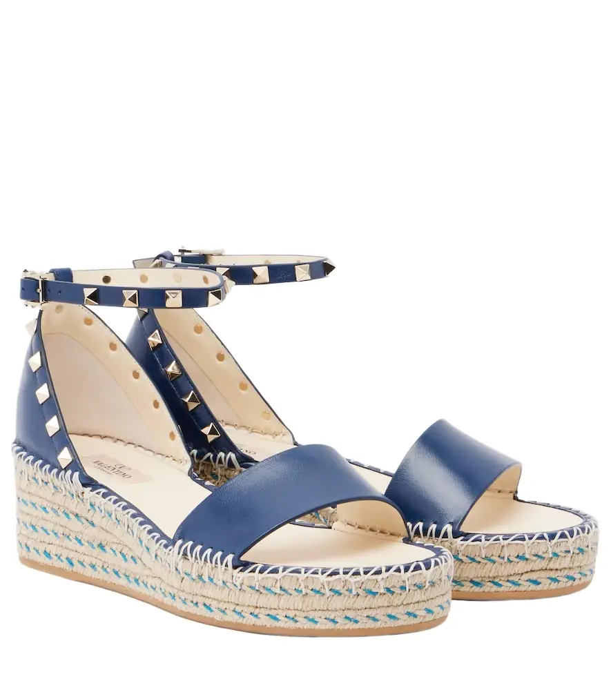 Valentino Garavani Double Rockstud leather espadrille wedges - Women's Shoes