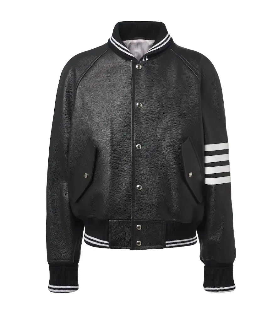 Thom Browne 4-Bar leather bomber jacket