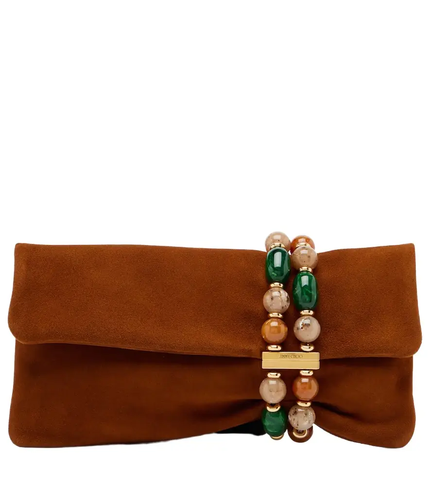 Jimmy Choo Zandra beaded suede clutch